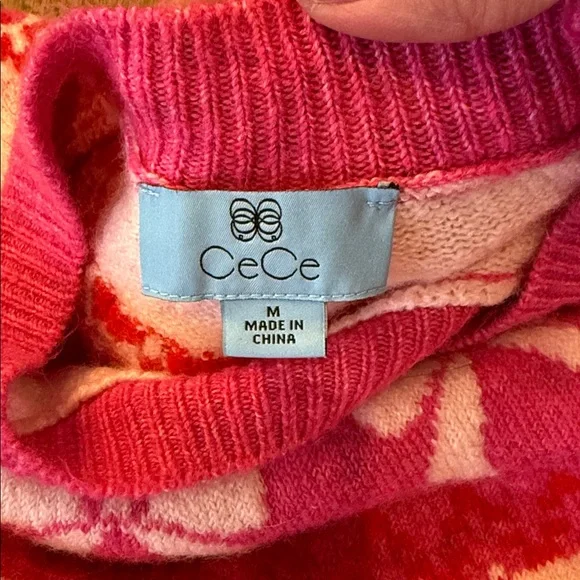 CeCe Heart Bow Fair Isle Sweater - M - Picture 4 of 6